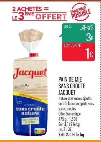 Match Pain De Mie Sans Croûte Jacquet offre