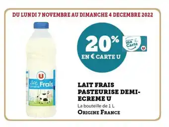 Super U Lait Frais Pasteurise Demi-Ecreme u offre