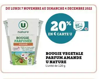 Super U Bougie Vegetale Parfum Amande U Nature offre