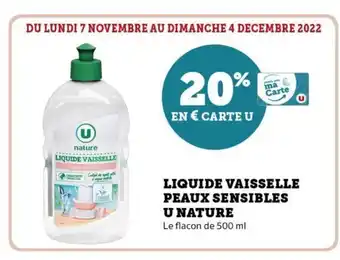 Super U Liquide Vaisselle Peaux Sensibles U Nature offre