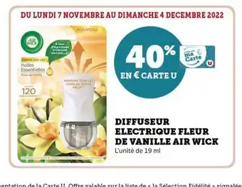 Super U Diffuseur Electrique Fleur De Vanille Air Wick offre