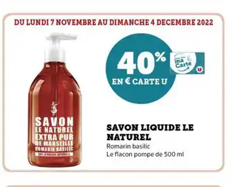 Super U Savon Liquide Le Naturel offre