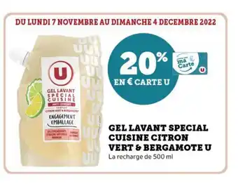 Super U Gel Lavant Special Cuisine Citron Vert & Bergamote U offre