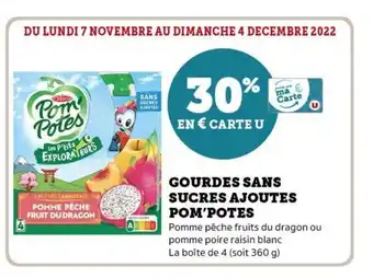 Super U Gourdes Sans Sucres Ajoutes Pom'Potes offre
