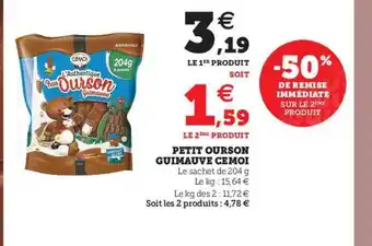 Super U Petit Ourson Guimauve Cémoi offre