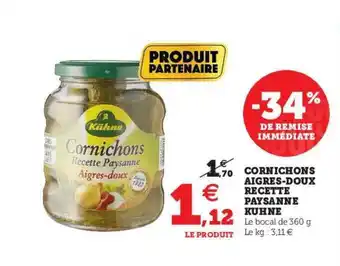Super U Cornichons Aigres-doux Recette Paysanne Kühne offre