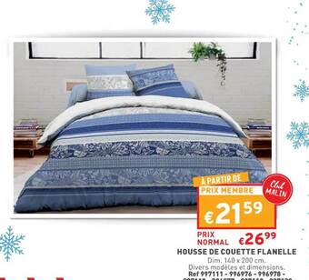 Trafic Housse de couette flanelle offre