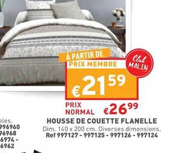Trafic Housse de couette flanelle offre