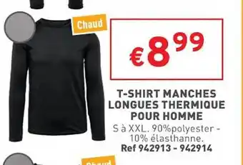 Trafic T-shirt manches longues thermique pour homme offre