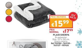 Trafic Plaid sherpa offre