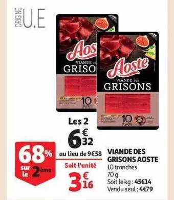 Auchan Viande des grisons aoste offre