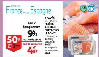 Auchan 2 pavés de truite filière auchan cultivons le bon offre