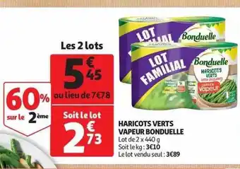 Auchan Haricots verts vapeur bonduelle offre
