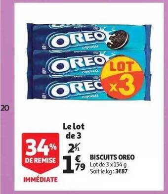 Auchan Biscuits oreo offre