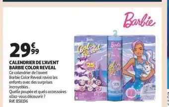 Auchan Calendrier de l'avent barbie color reveal offre