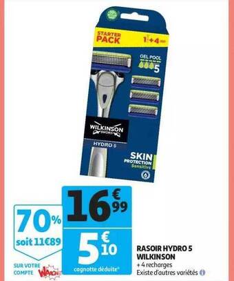 Auchan Rasoir hydro 5 wilkinson offre