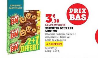 Hyper U Biscuits fourrés mini bn offre