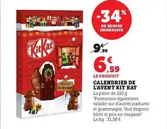 Hyper U Calendrier de l'avent kit kat offre