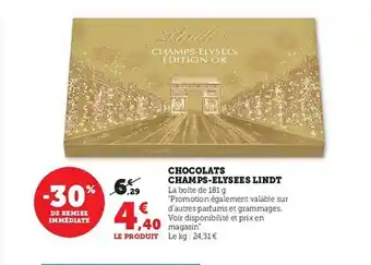 Hyper U Chocolats champs-élysées lindt offre