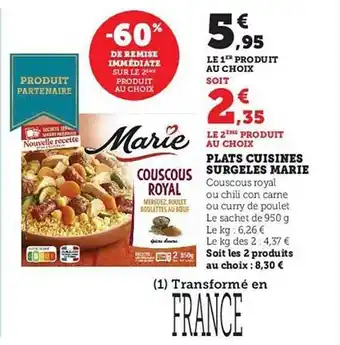 Hyper U Plats cuisinés surgelés marie offre
