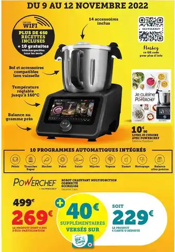 Hyper U Livre je cuisine avec power chef, robot chauffant multifonction connecté power chef offre