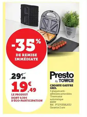 Croque gaufre gril presto by tower