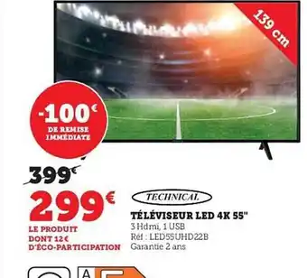 Hyper U Téléviseur led 4k 55 offre