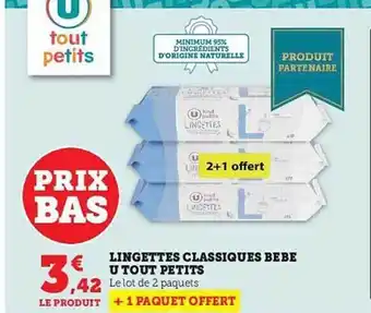 Hyper U Lingettes classiques bébé u tout petits offre