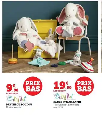 Hyper U Pantin ou doudou, range pyjama lapin offre