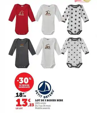 Hyper U Lot de 3 bodies bébé petit bateau offre