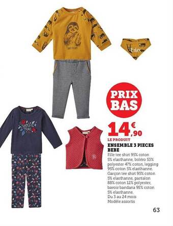 Hyper U Ensemble 3 pièces bébé offre