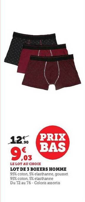 Hyper U Lot de 3 boxers homme offre