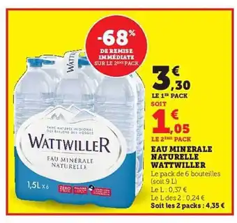 Hyper U Eau minérale naturelle wattwiller offre