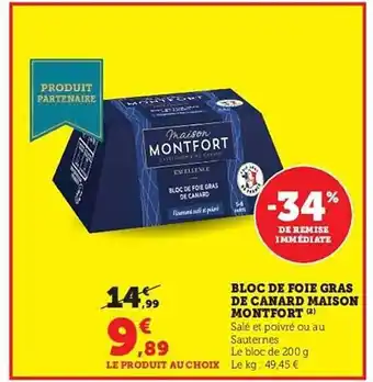 Hyper U Bloc de foie gras de canard maison montfort offre