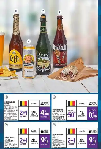 Intermarché Express Bière blonde leffe, bière triple tripel karmeliet, bière ambrée kwak kwak, bière blonde rince cochon offre