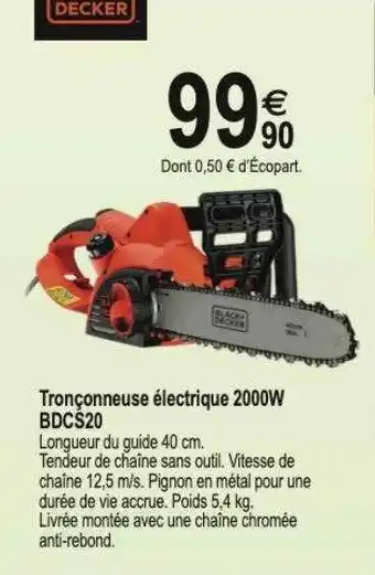 Tridôme Tronçonneuse électrique 2000w bdc20 offre