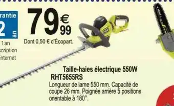 Tridôme Taille-haies électrique 550w rht5655rs offre