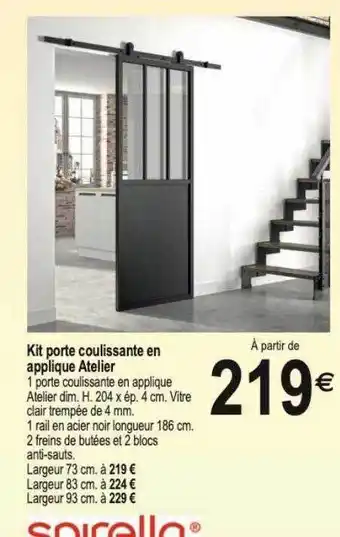 Tridôme Kit porte coulissante en applique atelier offre