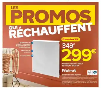 Castorama Radiateur double cœur de chauffe 1000 w noirot offre