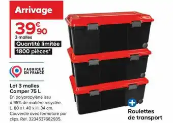 Castorama Lot 3 malles camper 75l offre