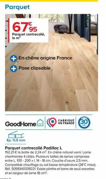 Castorama Parquet contrecollé padillac l googhome offre