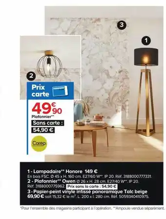 Castorama Plafonnier corep offre