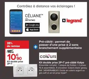 Castorama Kit double prise 2p+t colours offre