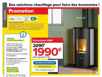 Castorama Poêle à granulés floyd 7,7 kw pegaso offre
