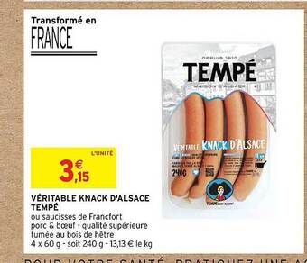 Intermarché Véritable knack d'alsace tempé offre