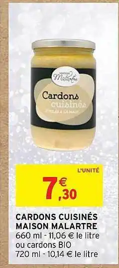 Intermarché Cardons cuisinés maison malartre offre
