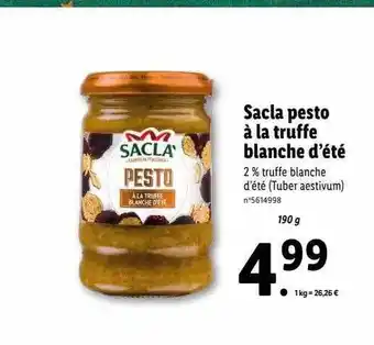 Lidl Sacla pesto à la truffe blanche d'été offre