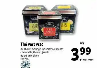 Lidl Thé vert vrac deluxe offre