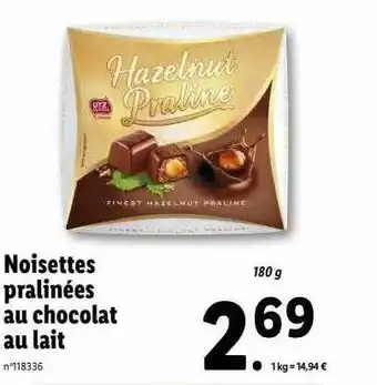 Lidl Noisettes pralinés au chocolat au lait offre