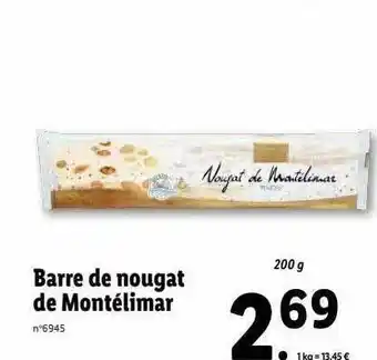 Lidl Barre de nougat de montélimar favorina offre